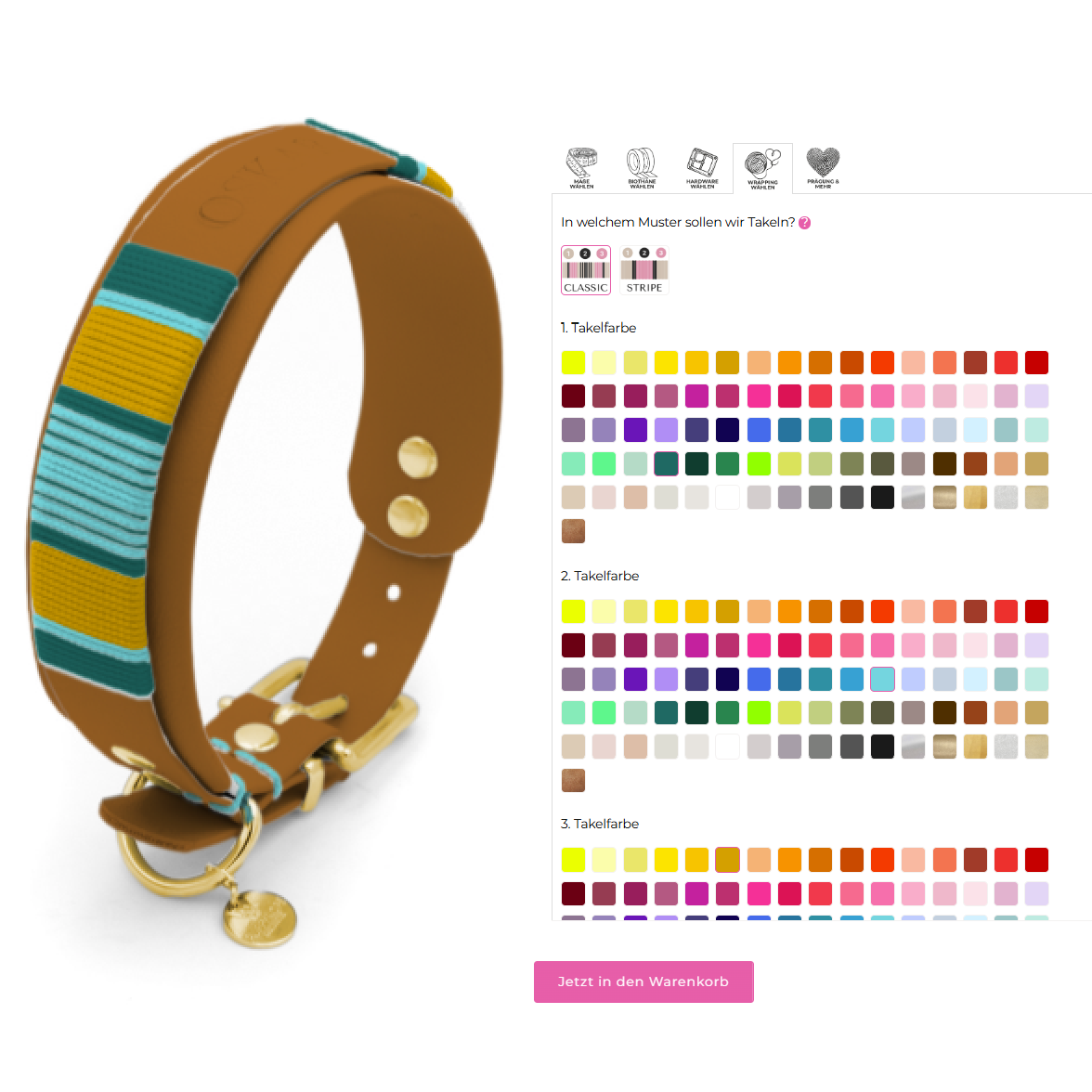 Hundehalsband und Leine selbst gestalten mit online Konfigurator 